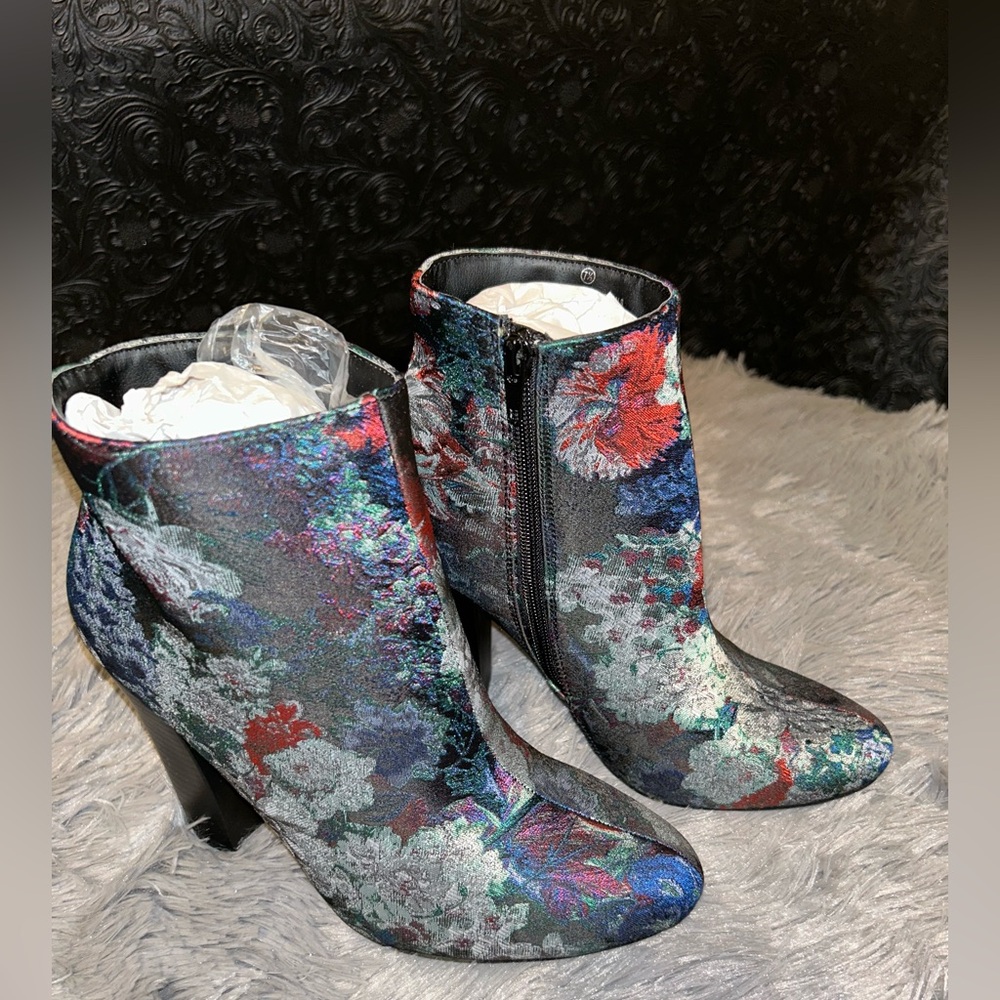 Blue tapestry bootie